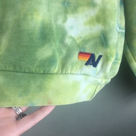 Aviator Nation Smiley 2 Green Tie Dye Crewneck Long Sleeve Unisex Sweatshirt XL - Picture 10 of 12